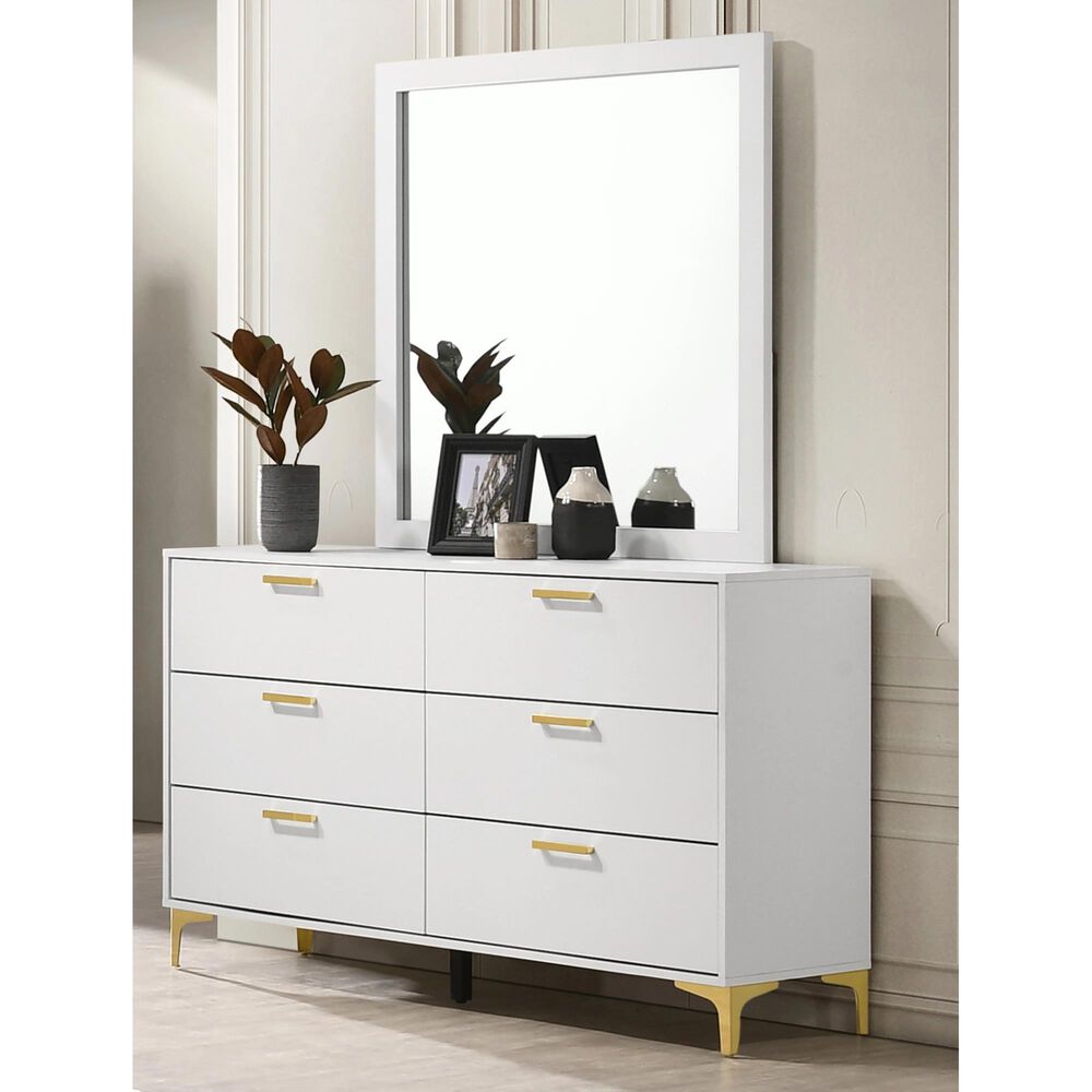 Pacific Landing Kendall 6-Drawer Dresser in Gold and White, , large