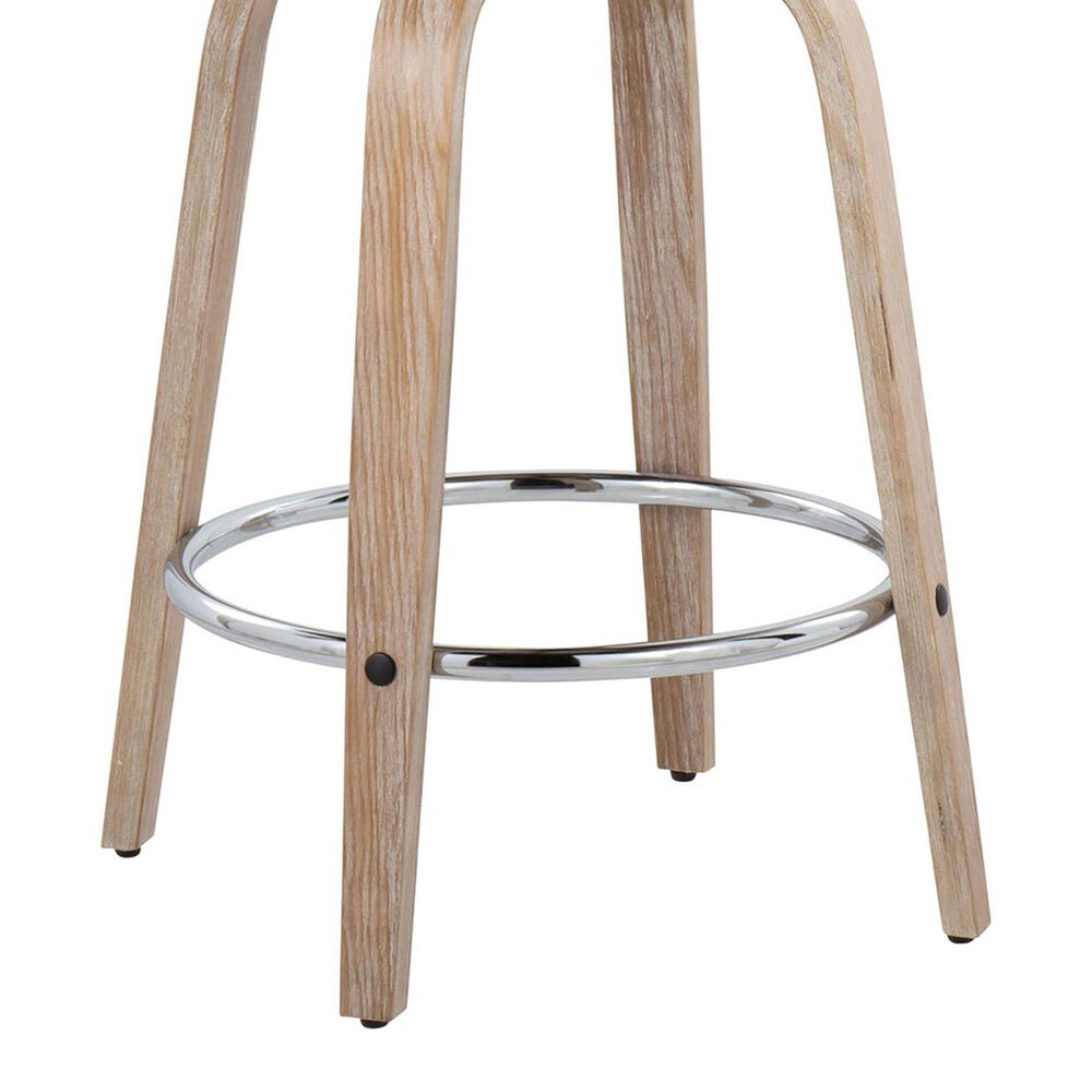 LumiSource Fabrico 26" Swivel Fixed-Height Counter Stool with Cream Noise Fabric Upholstery in Chrome and Whitewashed (Set of 2), , large