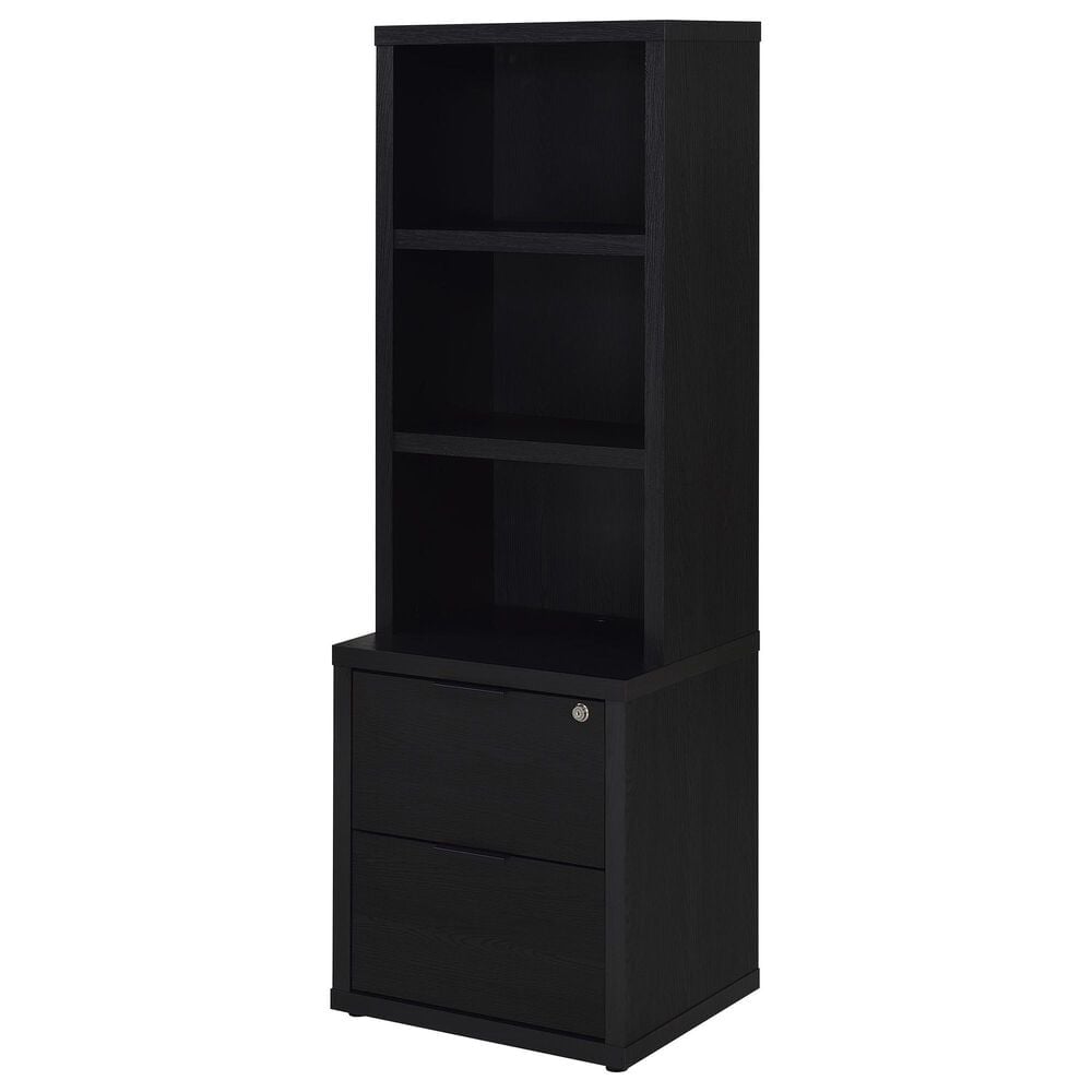 Coaster Westpark 3-Shelf Bookcase with USB and Lockable Drawer in Black, , large