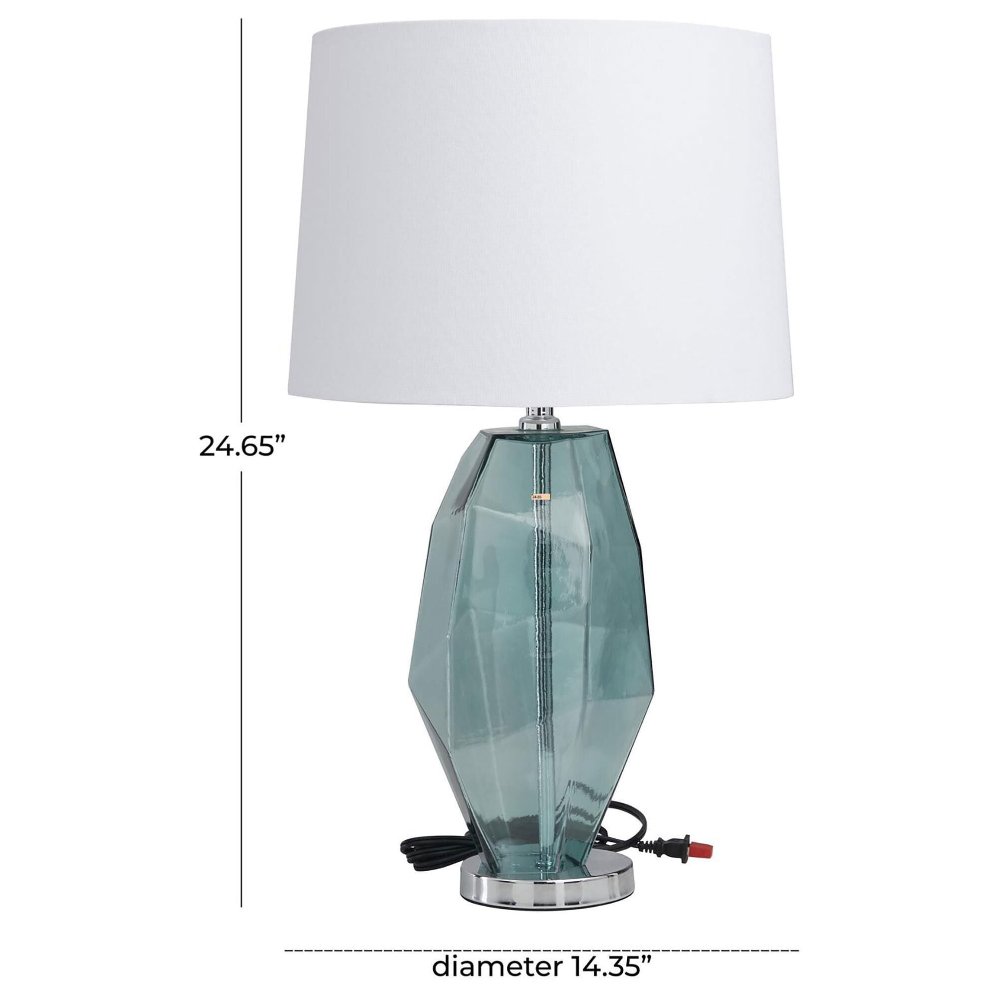 Maple and Jade Glass Angular Table Lamp in Teal