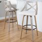 LumiSource Charlotte Swivel Bar Stool with Cream Fabric Upholstery in Light Grey and Black (Set of 2), , large