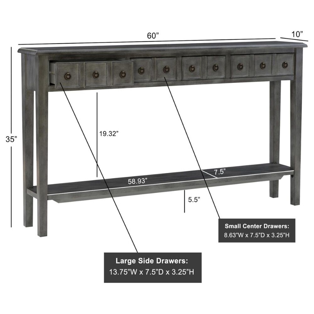 Linon Home Decor Sadie Console Table in Distressed Dark Grey, , large