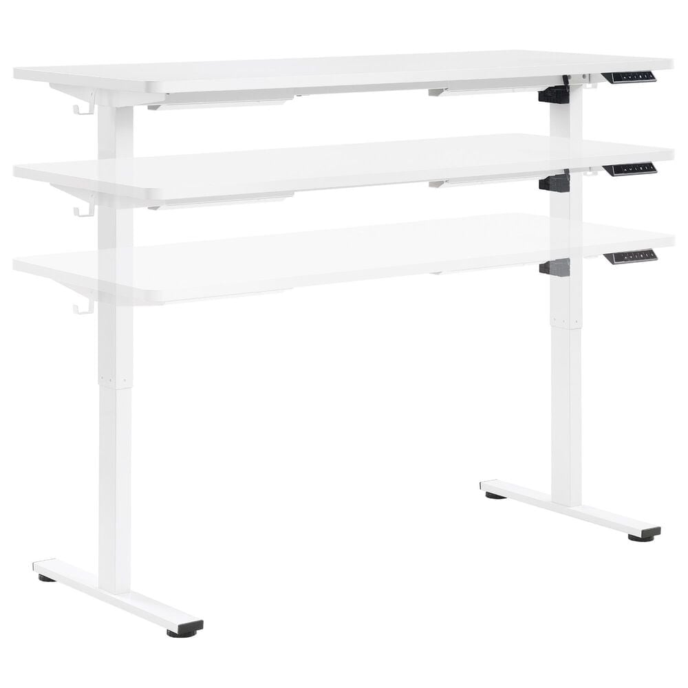 OSP Home Primo 60&quot; Electric Sit and Stand Desk in White, , large
