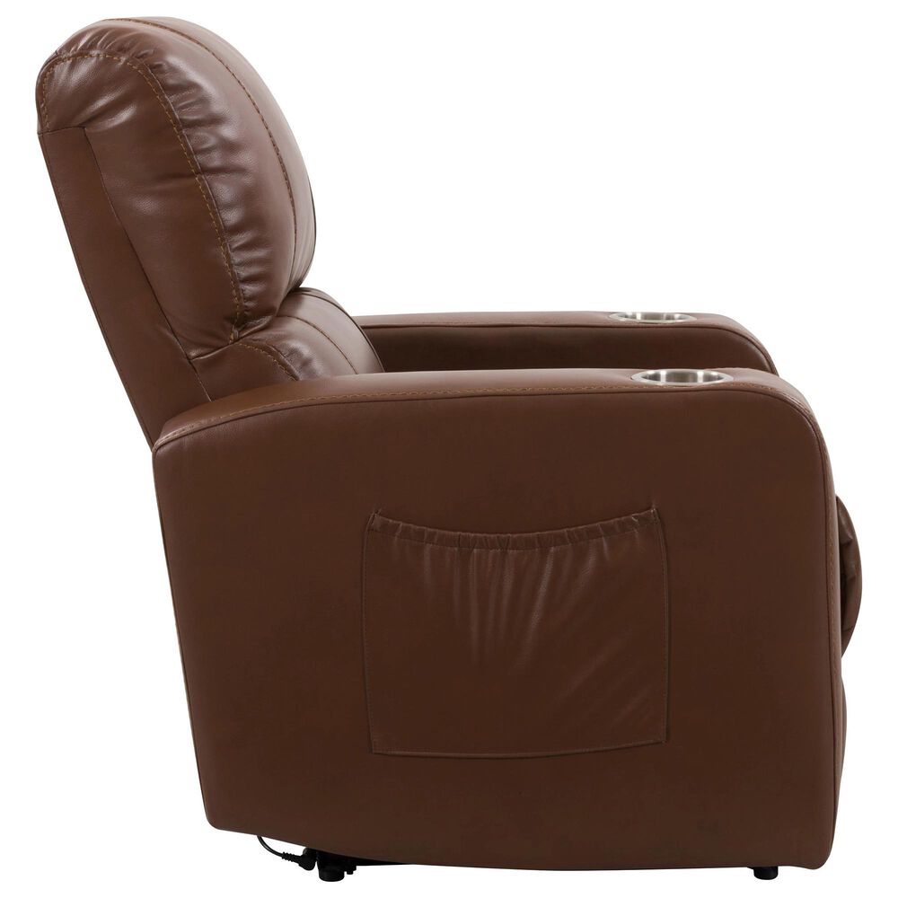 CorLiving Tucson Home Theater Power Recliner with Cup Holders in Brown, , large