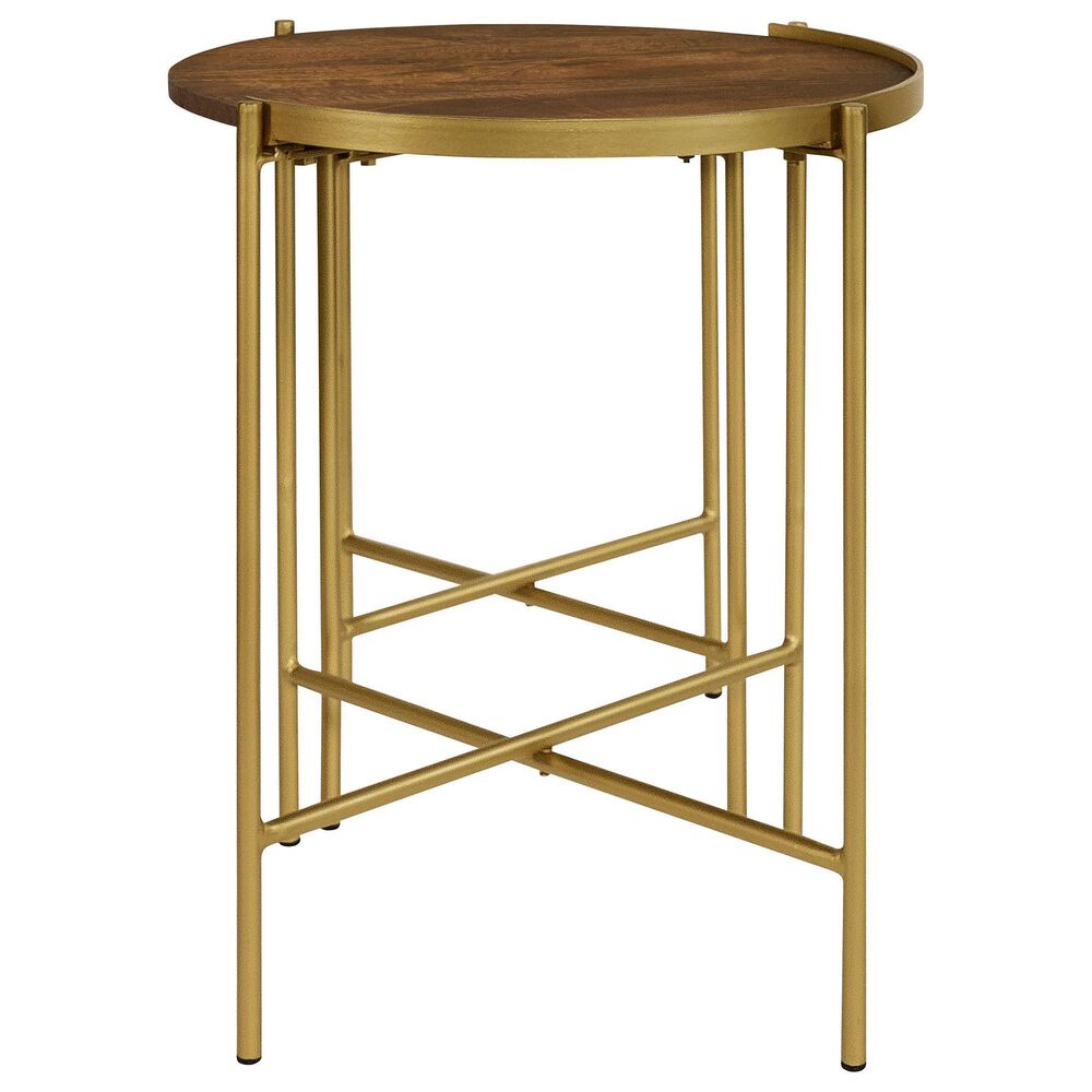Pacific Landing Malka 2-Piece Round Nesting Table Set in Dark Brown and Gold, , large