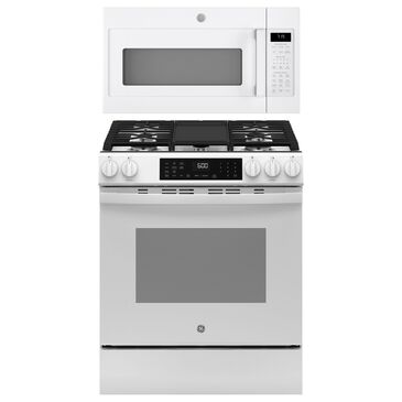GE Appliances 2-Piece Kitchen Packages with 30" Slide-In Gas Range and 1.9 Cu. Ft. Over-the-Range Microwave Oven in White, , large
