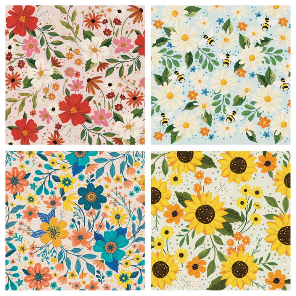 Carson Gifts Flower Square House Coasters in Multicolor (Set of 4), , large