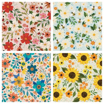 Carson Gifts Flower Square House Coasters in Multicolor (Set of 4), , large