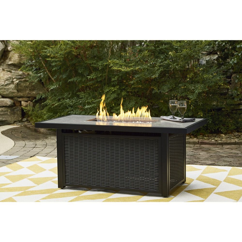 Ashley Beachcroft Rectangular Fire Pit Table in Black and Light Gray, , large