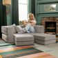 Jaxx Zipline Convertible Queen Sleeper Loveseat & Ottomans in Pewter Velvet, , large
