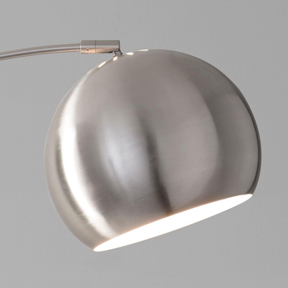 Adesso Astoria Arc Lamp in Brushed Steel and White Marble, , large