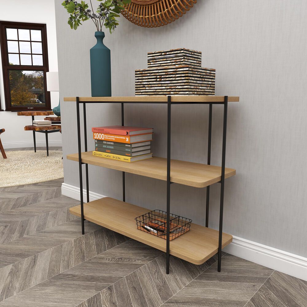 Uma Enterprises Console Table in Beige and Black, , large