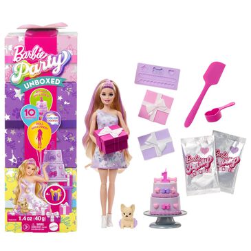 Barbie Party Unboxed Pet Birthday Series - Birthday Bows Doll Set in Pink, Silver and White, , large