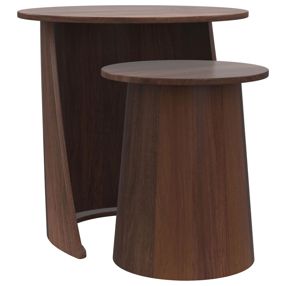 Coaster Yency 2-Piece Round Nesting Table Set in Dark Brown, , large