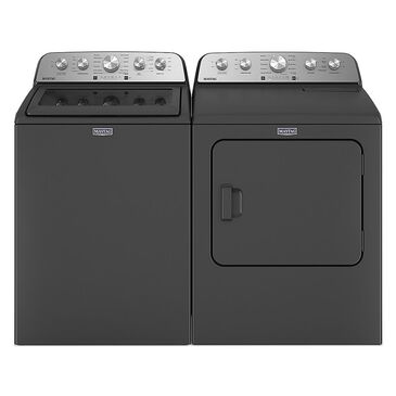 Maytag 4.8 Cu. Ft. Top Load Washer in and 7.0 Cu. Ft. Front Load Electric Dryer with with Steam-Enhanced Cycles in Volcano Black, , large