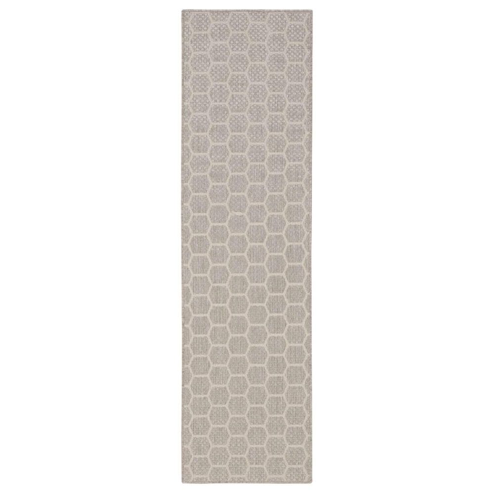 Nourison Twist Reversible 2"2" x 8" Grey Indoor/Outdoor Runner, , large