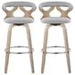 LumiSource Gardenia Swivel Fixed-Height Bar Stool with Cream Faux Leather Upholstery in Chrome and Walnut (Set of 2), , large