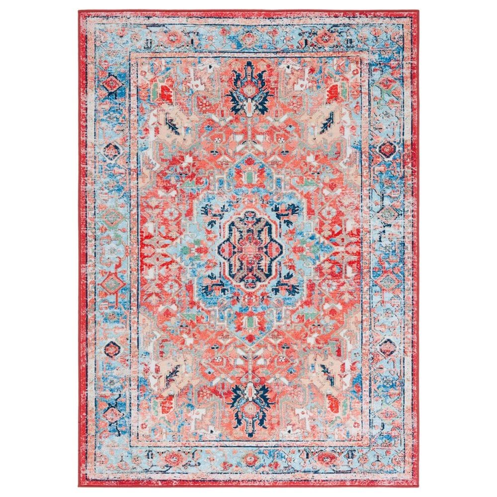 Safavieh Riviera 4"5" x 6"5" Light Blue and Red Area Rug, , large