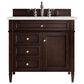 James Martin Vanities Brittany 36" Single Bathroom Vanity in Burnished Mahogany with 3 cm Lime Delight Quartz Top and Rectangular Sink, , large