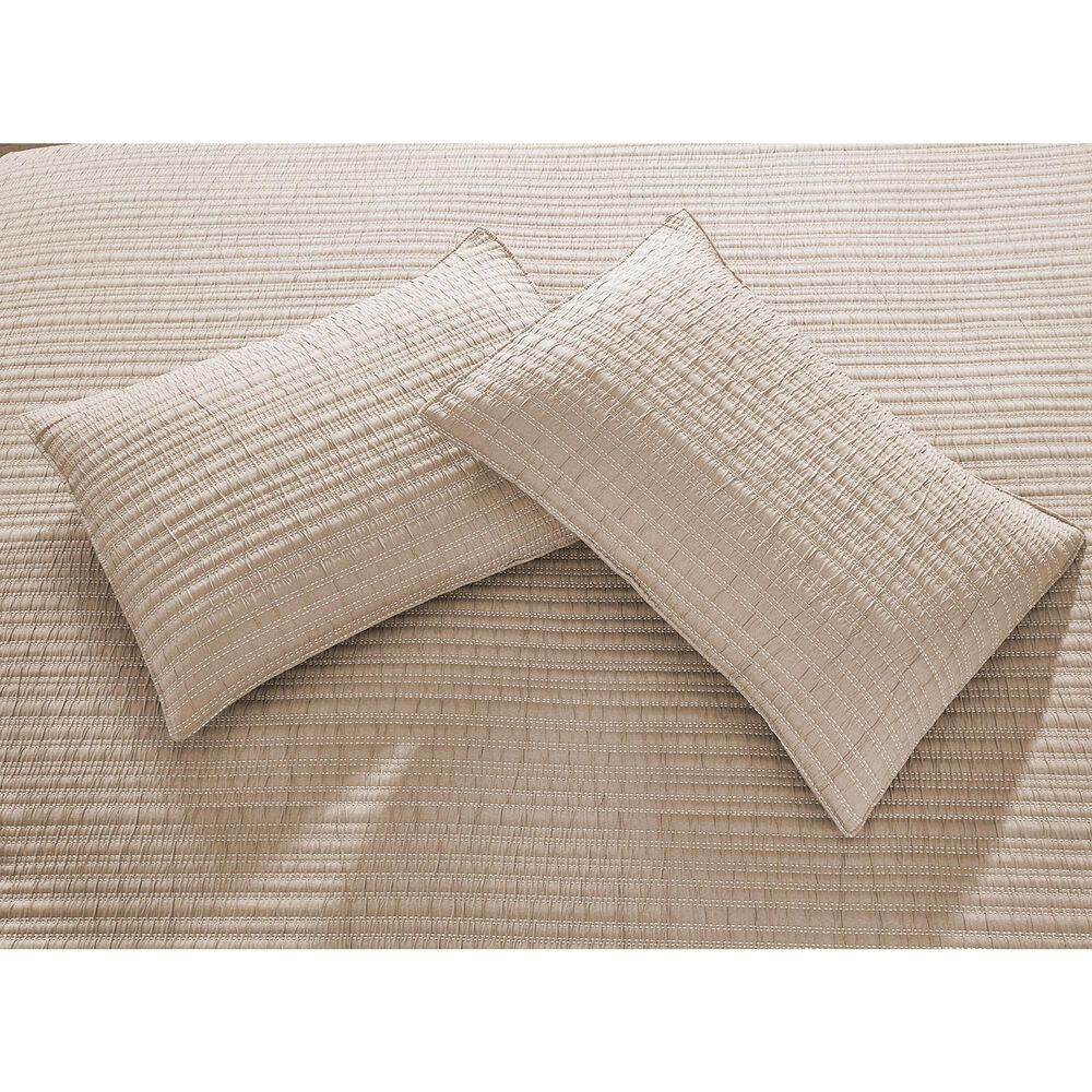 Duke Imports 3-Piece Jacquard Full/Queen Quilt Set in Double Stitched Tan, , large