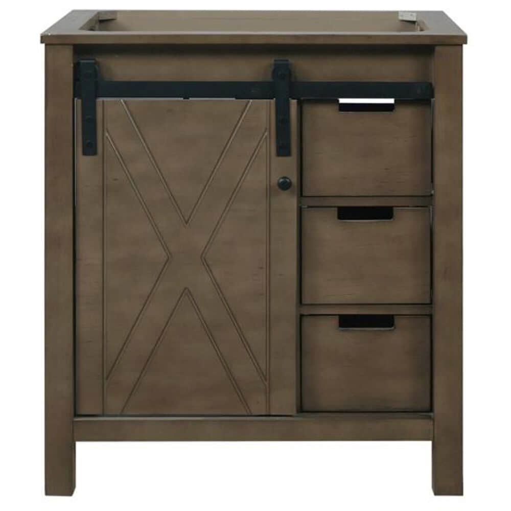 Lexora Home Marsyas 30&quot; Single Bathroom Vanity in Rustic Brown with 2 cm White Cultured Marble Top and Rectangular Sink, , large