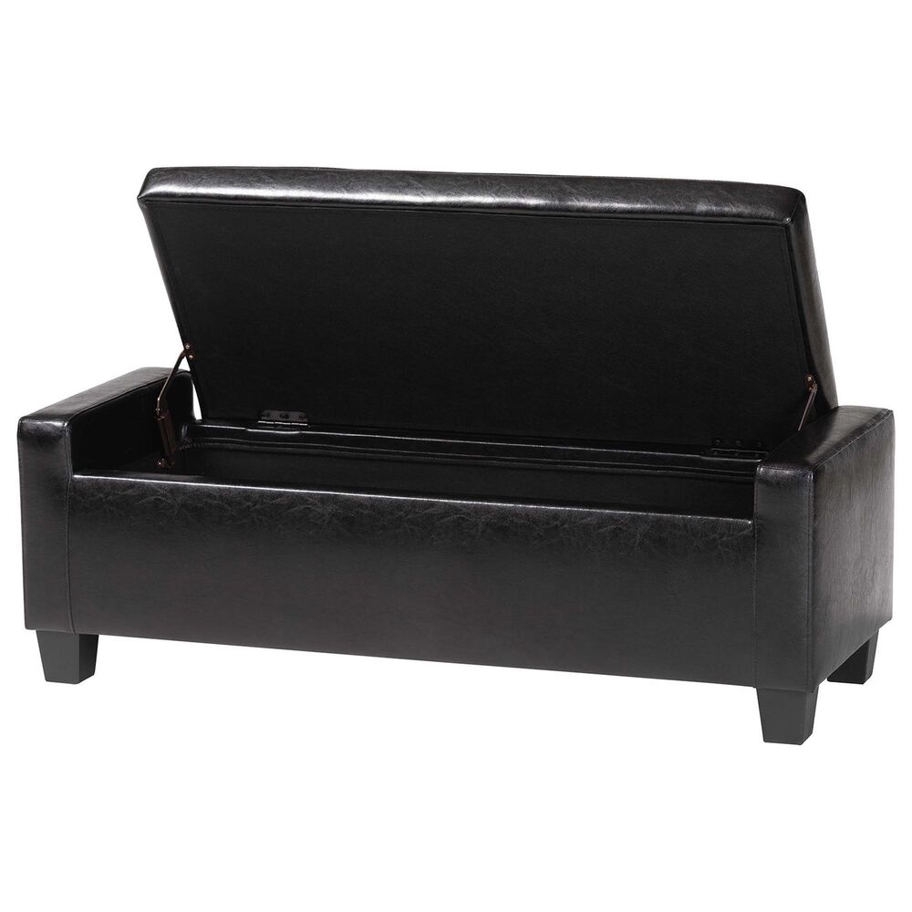 Baxton Studio Manchester Storage Ottoman in Black, , large