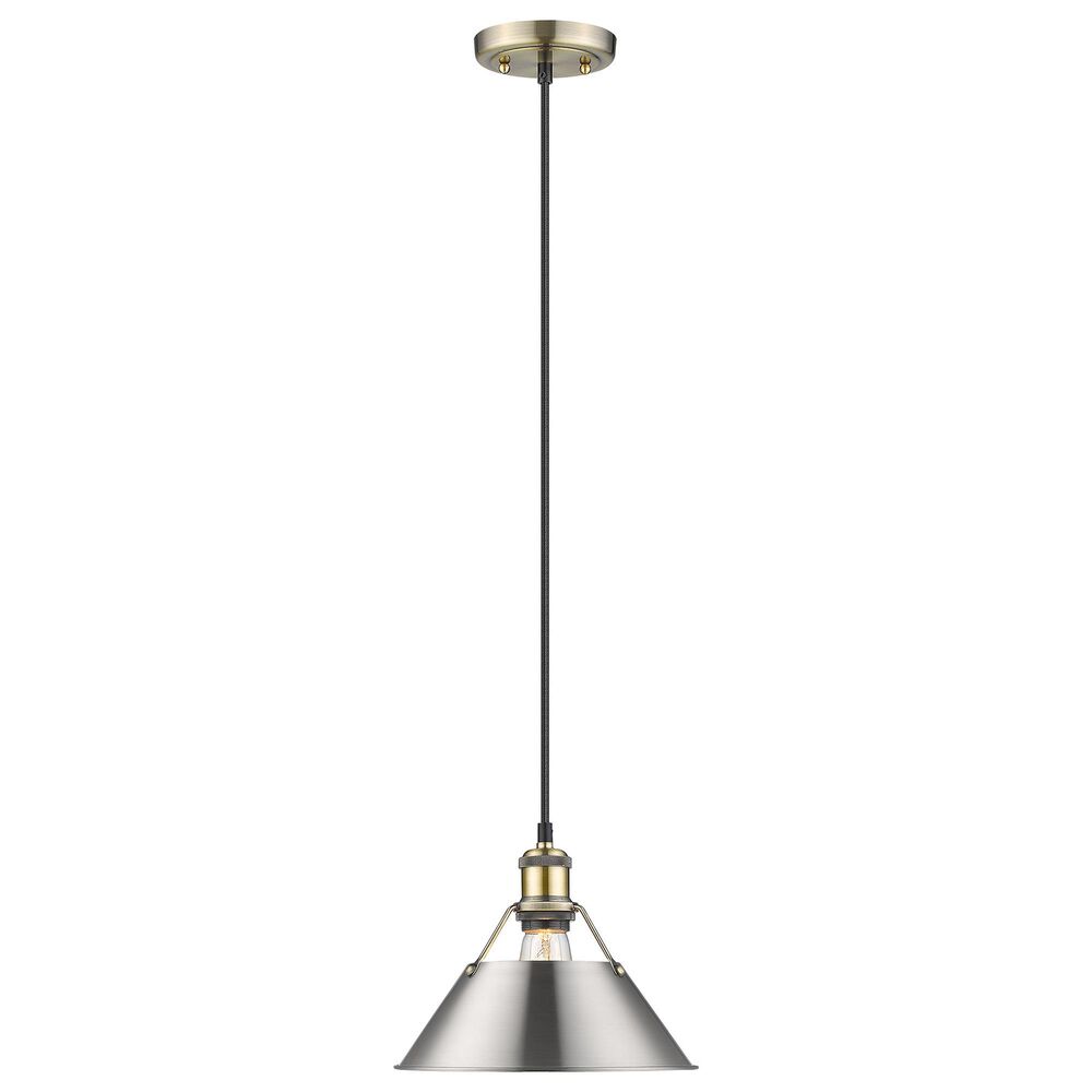 Golden Lighting Orwell 1-Light Medium Pendant with Pewter Shade in Aged Brass, , large