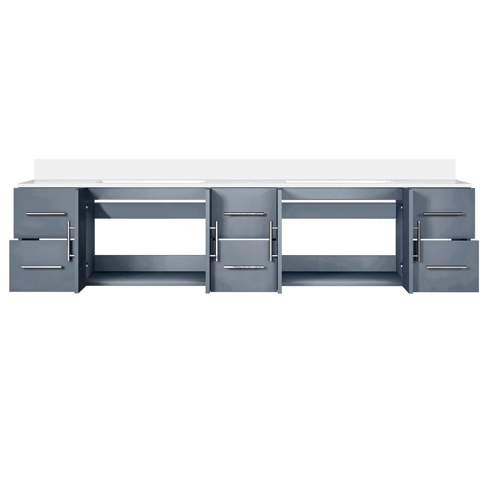 Lexora Home Geneva 84&quot; Double Bathroom Vanity in Dark Grey with 2 cm White Cultured Marble Top and Rectangular Sinks, , large