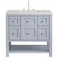 James Martin Vanities Breckenridge 36" Single Bathroom Vanity in Serenity Blue with 3 cm Victorian Silver Quartz Top and Rectangular Sink, , large