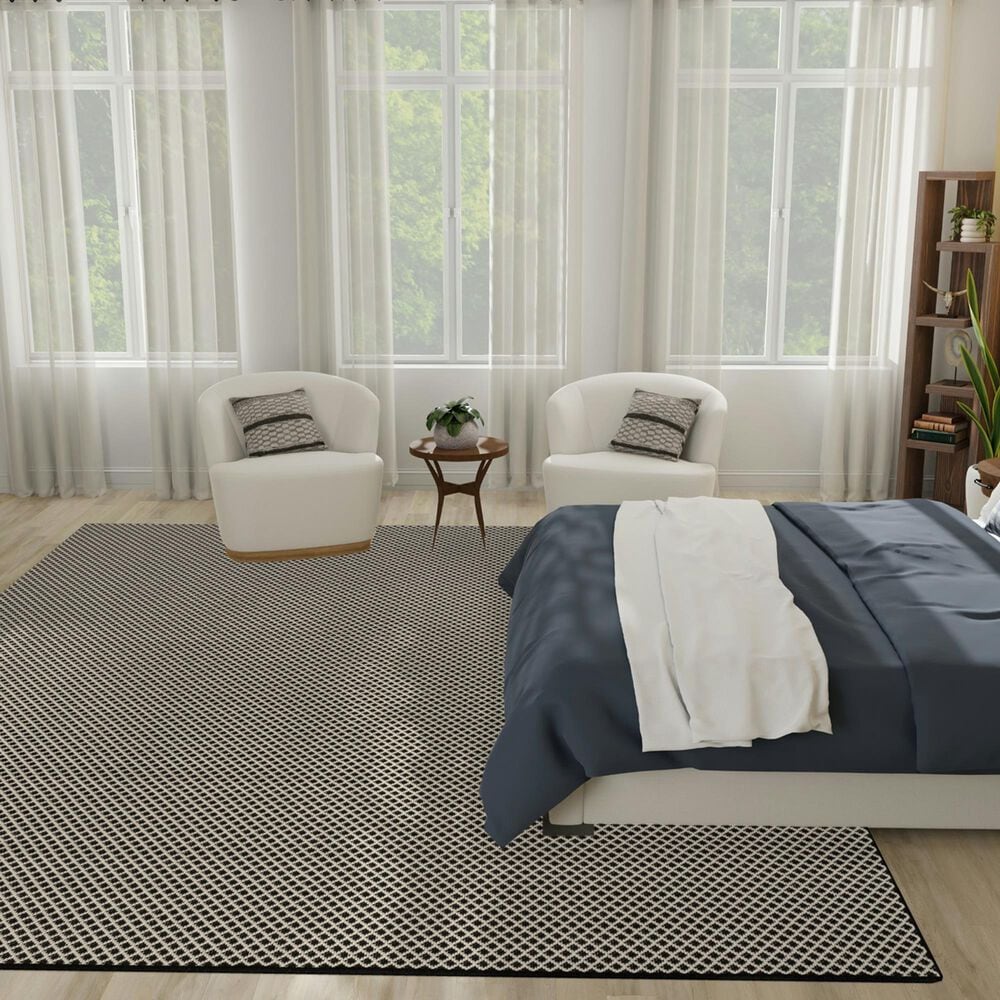 Nourison Courtyard Black and White 9&#39; x 12&#39; Indoor/Outdoor Area Rug, , large