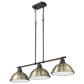 Golden Lighting Duncan 3-Light Pendant with Aged Brass Shade in Rubbed Bronze, , large