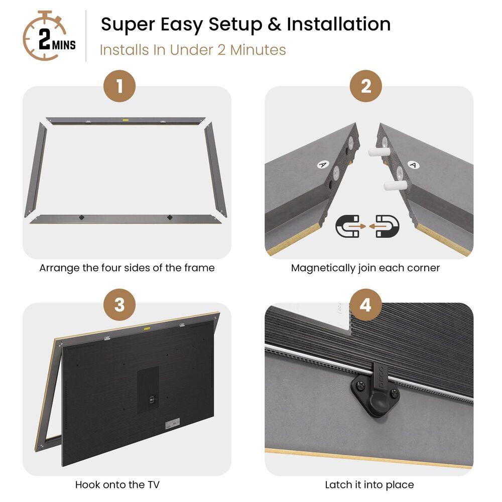 Deco TV Frames Premiere 43" Frame Bezel for Samsung the Frame TV in Contemporary Gold, , large