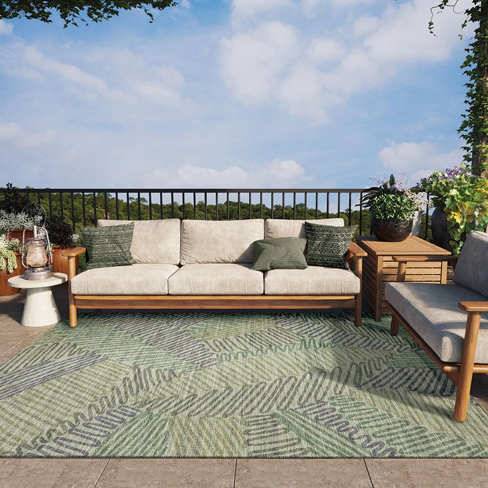 Dalyn Rug Company Sedona Floral 3&#39; x 5&#39; Moss Indoor/Outdoor Area Performance Rug, , large