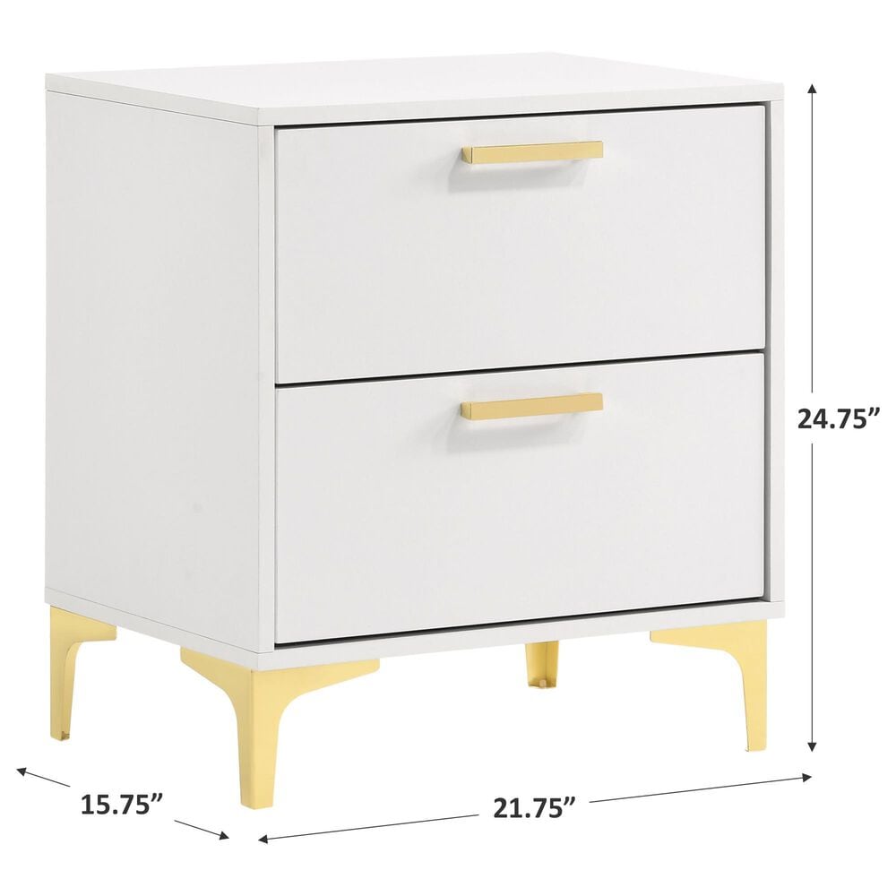 Pacific Landing Kendall 2-Drawer Nightstand in Gold and White, , large