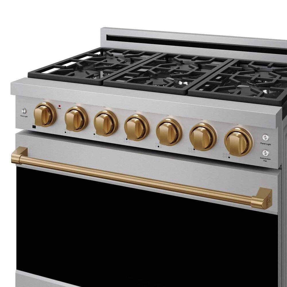 Thor Kitchen Gordon Ramsay 6 Cu. Ft. Professional Liquid Propane Range with Bronze Handle Kit in Stainless Steel, , large