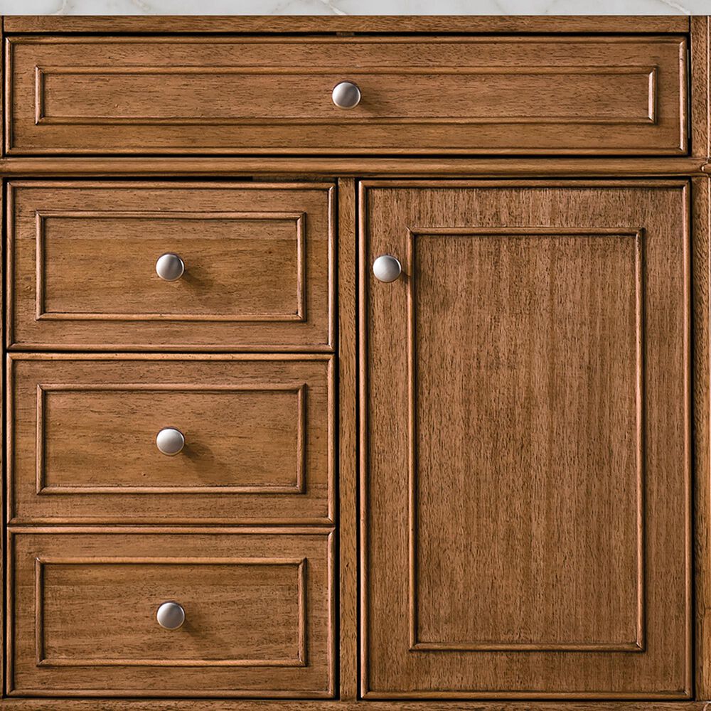 James Martin Vanities Bristol 36&quot; Single Bathroom Vanity in Saddle Brown with 3 cm Victorian Silver Quartz Top and Rectangular Sink, , large