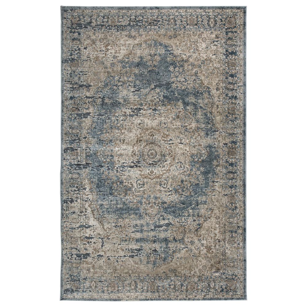 Ashley South 8" x 10" Blue and Beige Area Rug, , large