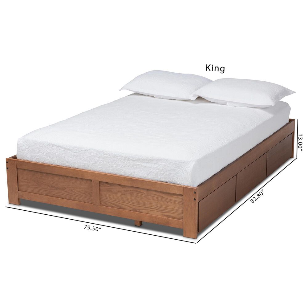 Baxton Studio Wren King Storage Bed Frame in Walnut Brown, , large