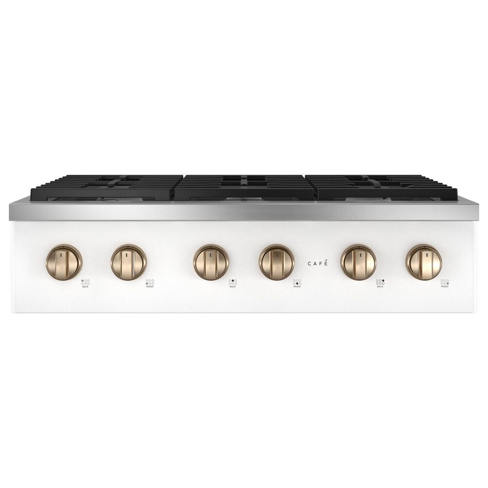 Cafe 36" Natural Gas Rangetop with 6-Burner in Matte White and Brushed Bronze, , large