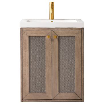 James Martin Vanities Chianti 20" Single Bathroom Vanity in Whitewashed Walnut with 3.5 cm White Glossy Resin Top and Rectangular Sink, , large