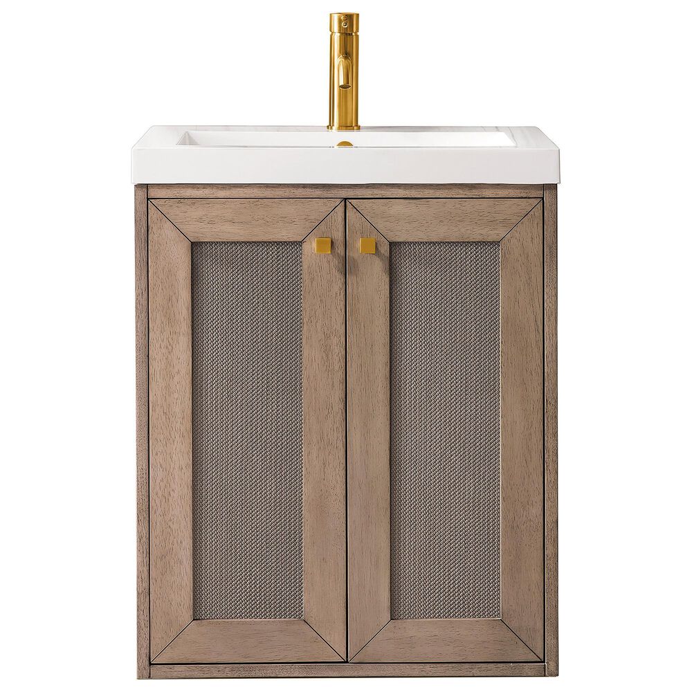 James Martin Vanities Chianti 20" Single Bathroom Vanity in Whitewashed Walnut with 3.5 cm White Glossy Resin Top and Rectangular Sink, , large