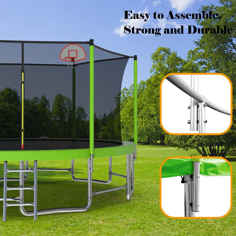 HOMLUX 16' Outdoor Trampoline Sports in Green, , large