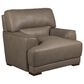 Bordeaux & Co Stationary Leather Chair and Ottoman Set in Goodland Grey, , large