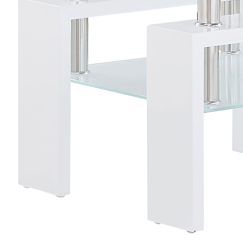 Global Furniture USA End Table in White and Clear, , large