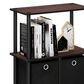 HOMLUX 3-Tier Multi-Purpose Bookcase with Two Bins in Dark Cherry and Black (Set of 2), , large