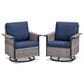 Sunwell Garden Patio Swivel Glider Chair with Square Armrests in Navy (Set of 2), , large