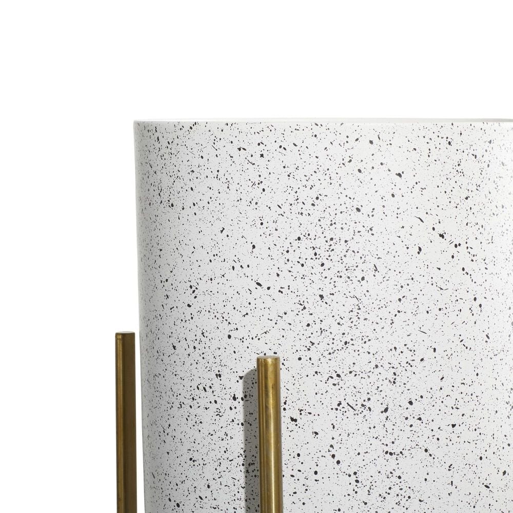 Maple and Jade Deep Recessed Dome Planter with Removable Stand in Matte White and Gold &#40;Set of 2&#41;, , large