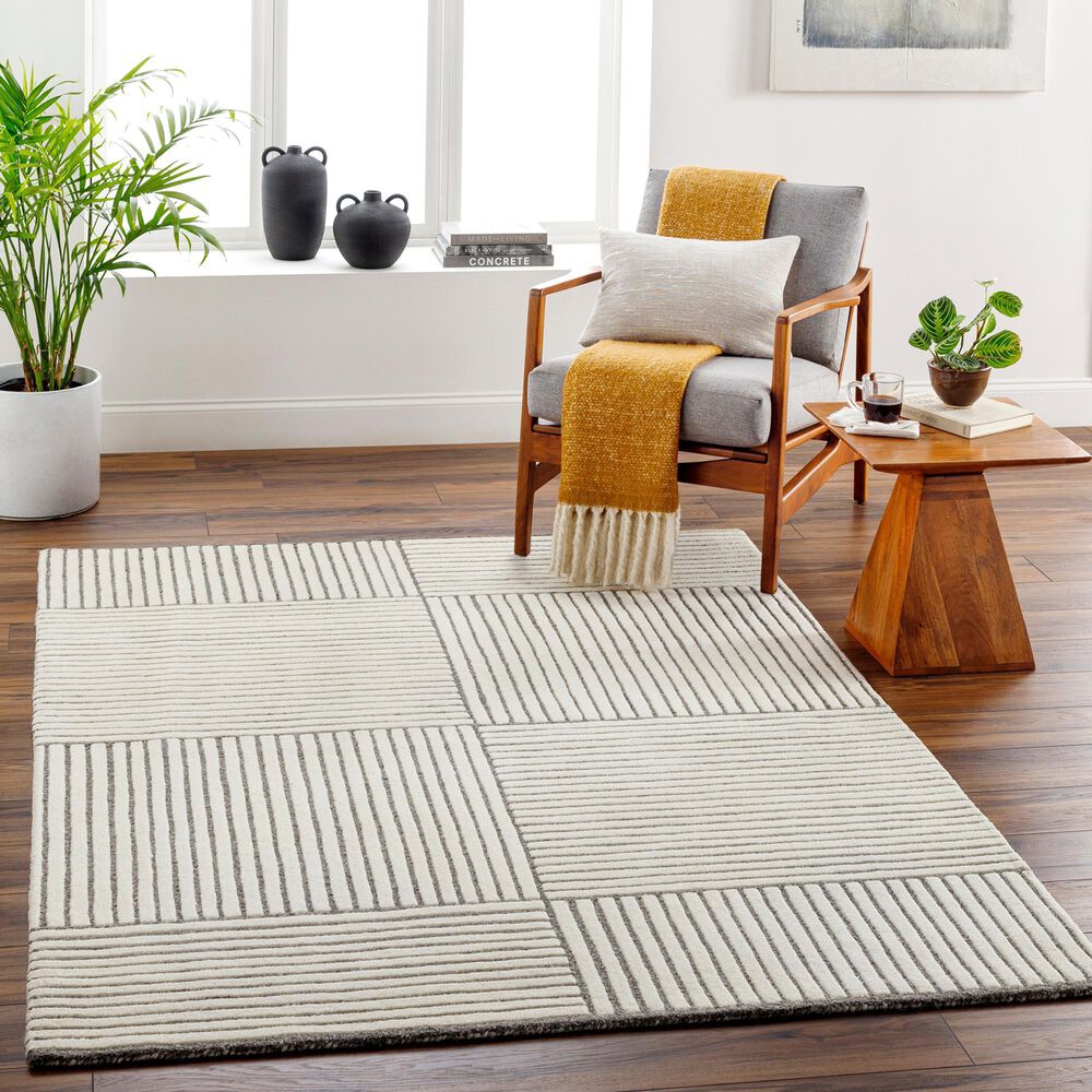 Surya Brook BKO2312 8&#39; x 10&#39; Charcoal and Beige Area Rug, , large