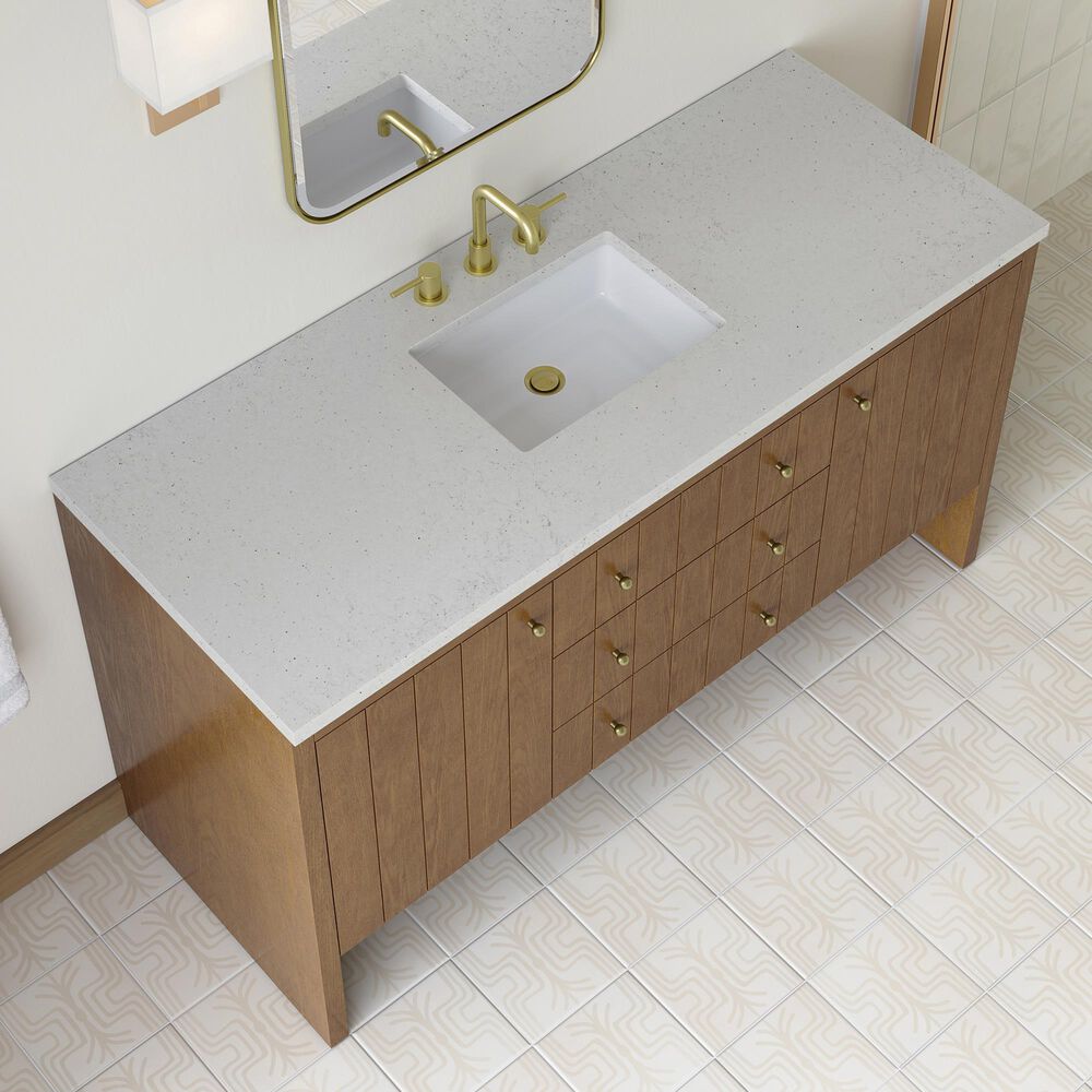 James Martin Hudson 60" Single Bathroom Vanity in Honey Oak with 3 cm Lime Delight Silestone Top and Rectangular Sink, , large