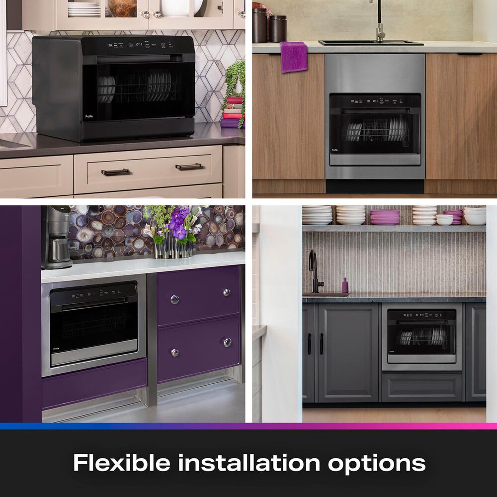 GE Profile 21.7" Countertop or Built-In Smart Compact Dishwasher with 6 Wash Cycles in Black, , large